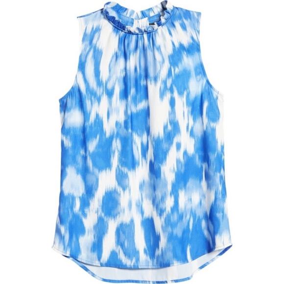 Halogen Blue + White Ruffle Sleeveless Blouse - Picture 6 of 8